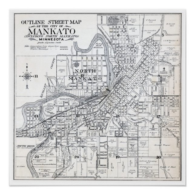 Poster Carte Mankato de 1914 (Devant)
