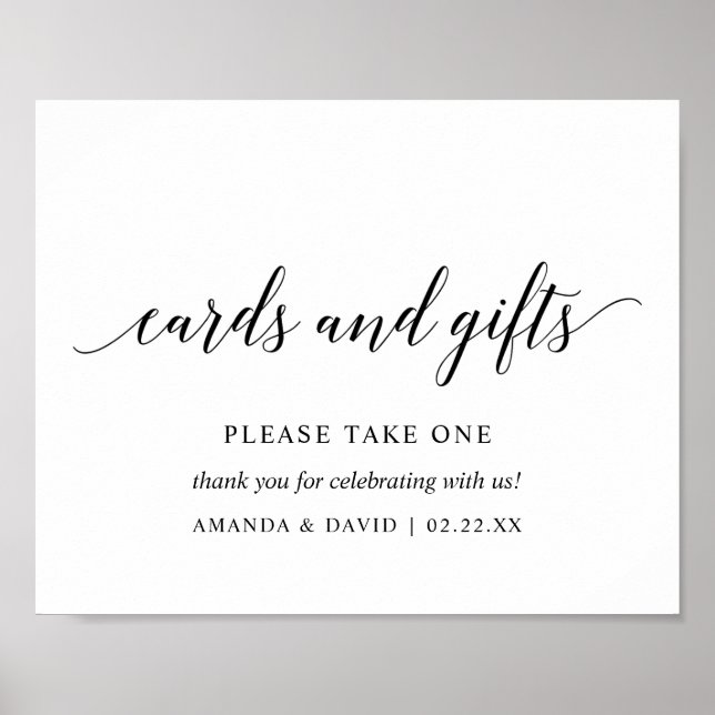 Poster Carte Mariage Black Elegant Typographie Signal v2 (Devant)