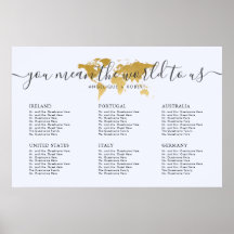 Carte mariage Carte Voyage Carte Monde Or