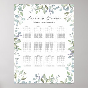 Poster Carte Mariage d'aquarelle florale de verdure