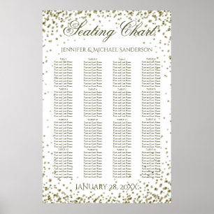 Poster Carte mariage de siège Gold Confetti