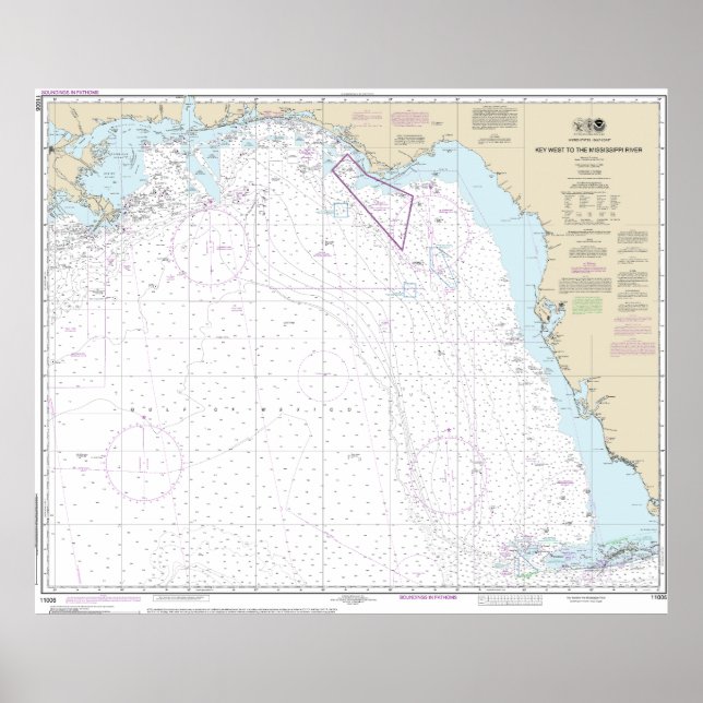 Poster Carte marine de Key West to the Mississippi River (Devant)