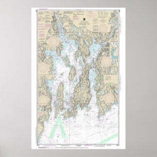 Poster Carte marine de la baie Narragansett 13221