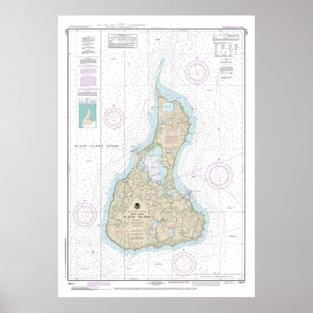 Poster Carte marine de l'île Block 13217 (Devant)