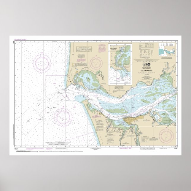Poster Carte marine du fleuve Columbia 18521 (Devant)