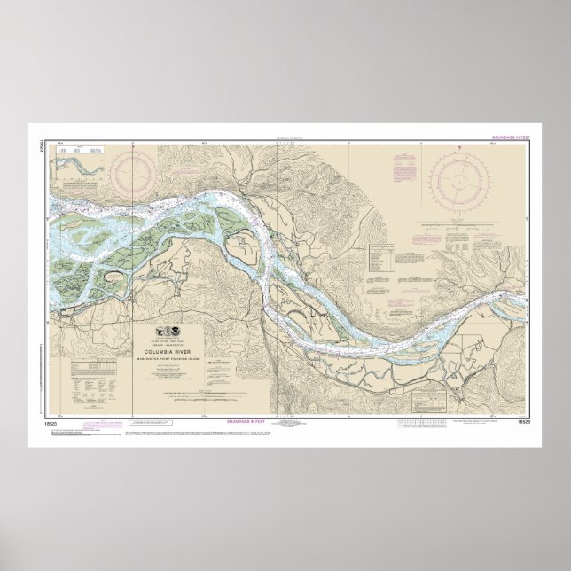Poster Carte marine du fleuve Columbia 18523 (Devant)