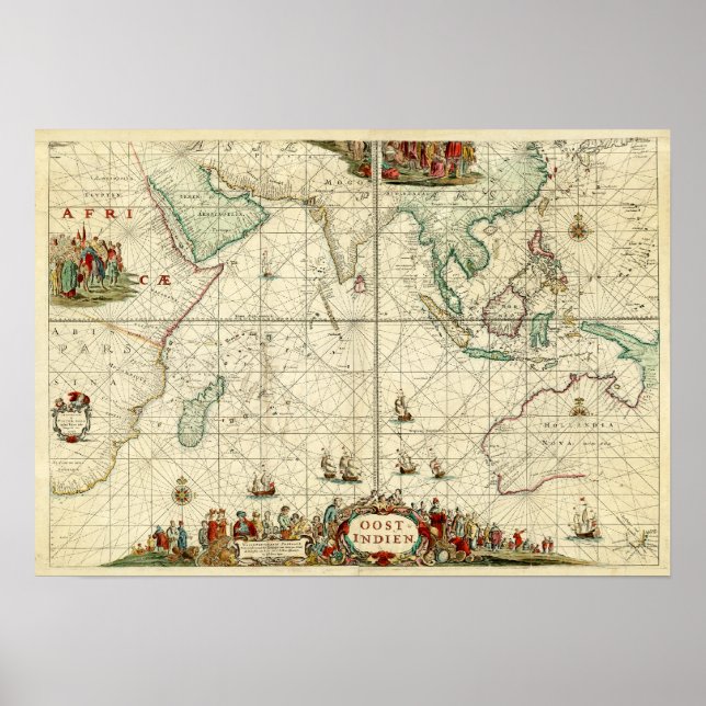 Poster Carte maritime 1690 de Dutch East India Company (Devant)