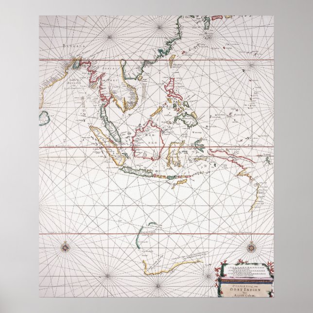 Poster Carte maritime Est de l'Inde | Indonésie (Devant)