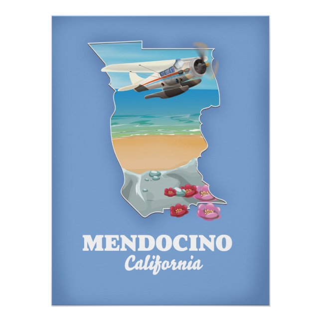 Poster Carte Mendocino California (Devant)