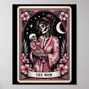 Poster Carte mère Tarot Fête des mères Pink Skeleton Mama