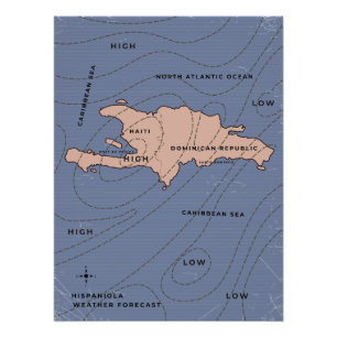 Poster Carte météo d'Hispaniola