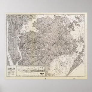 Poster Carte métropolitaine du Queens, New York (1922)