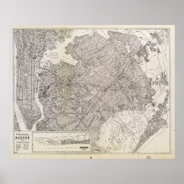 Poster Carte métropolitaine du Queens, New York (1922) (Devant)