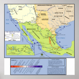 Poster Carte mexico-américaine d'aperçu de guerre