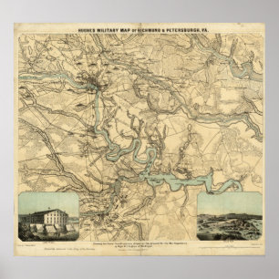 Poster Carte militaire de Richmond et Petersburgh