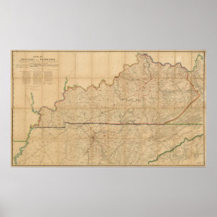 Poster Carte militaire des États du Kentucky