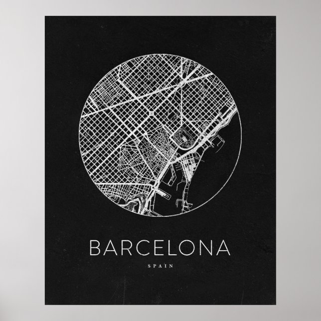 Poster Carte minimaliste de Barcelone (Devant)