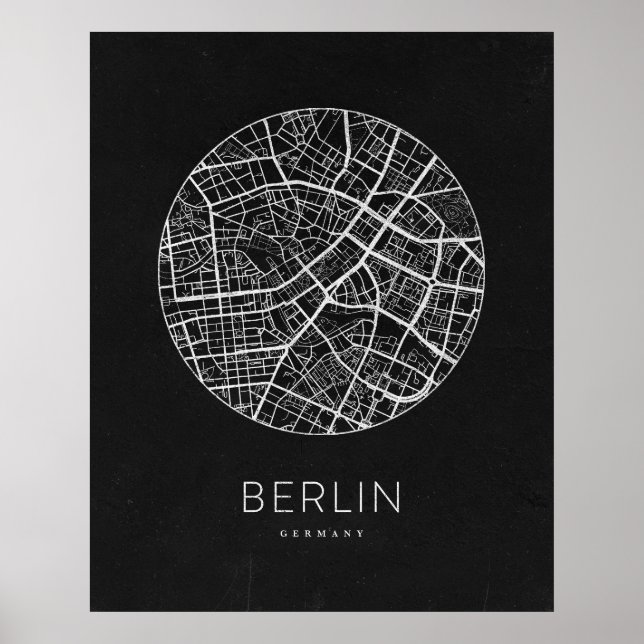 Poster Carte minimaliste de Berlin (Devant)