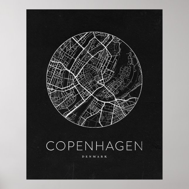 Poster Carte minimaliste de Copenhague (Devant)