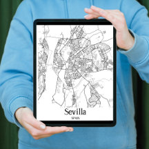 Carte minimaliste de la ville de Séville