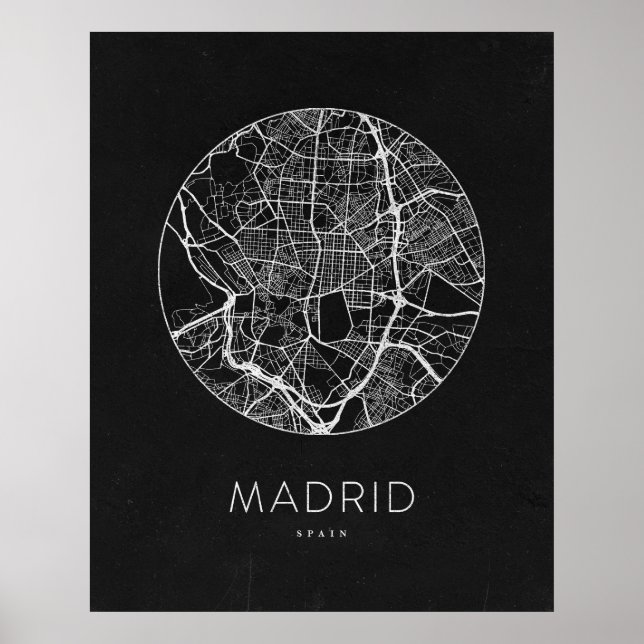 Poster Carte minimaliste de Madrid (Devant)