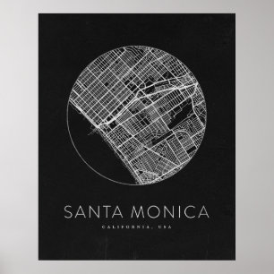 Poster Carte minimaliste de Père Noël Monica City