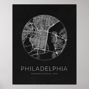 Poster Carte minimaliste de Philadelphie