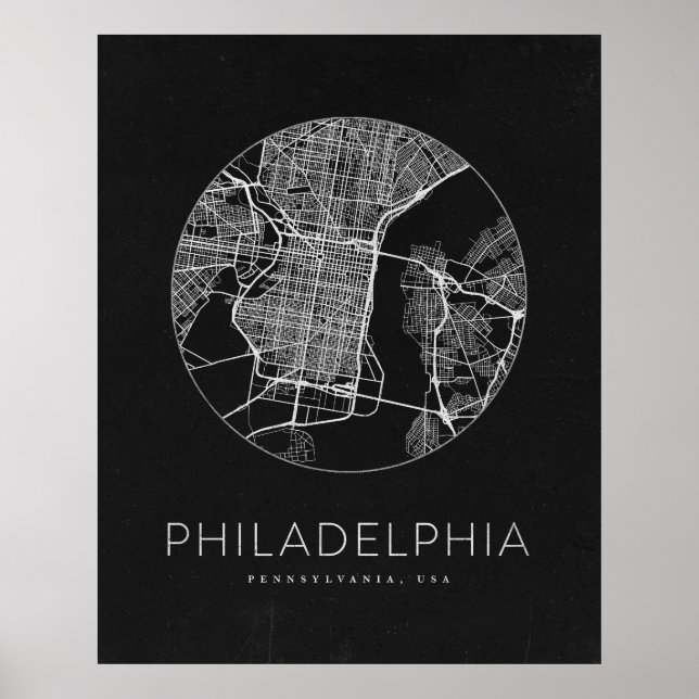 Poster Carte minimaliste de Philadelphie (Devant)