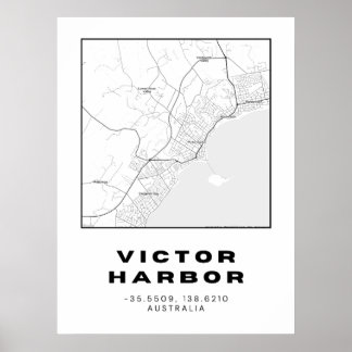 Poster Carte minimaliste du port Victor avec coordonnées