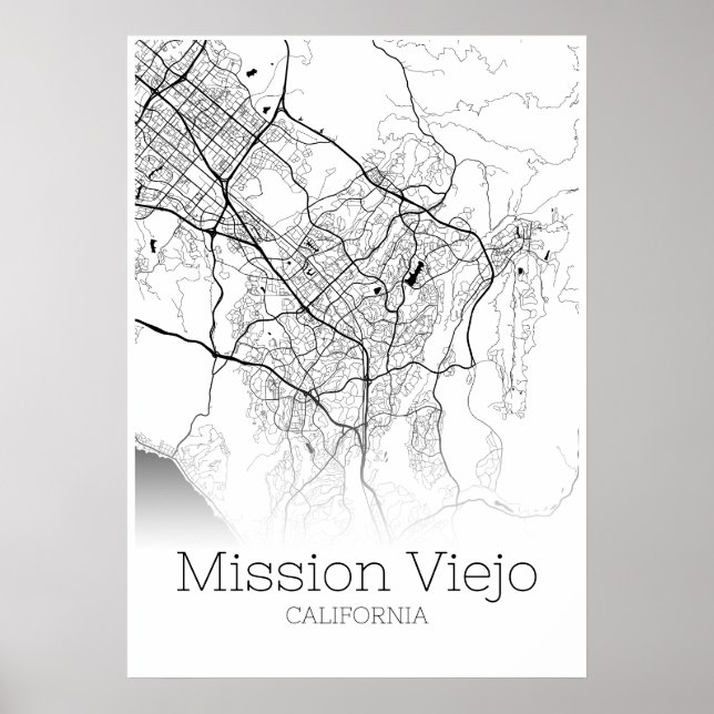 Poster Carte Mission Viejo - Californie - Carte de la vil (Devant)