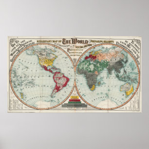 Poster Carte missionnaire du monde 1902