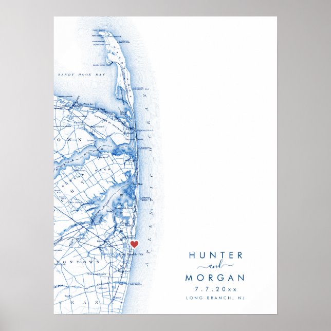 Poster Carte moderne du Mariage de longue succursale Post (Devant)