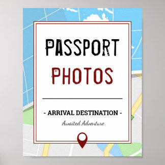 Poster Carte moderne | Voyage | Symbole photo du passepor