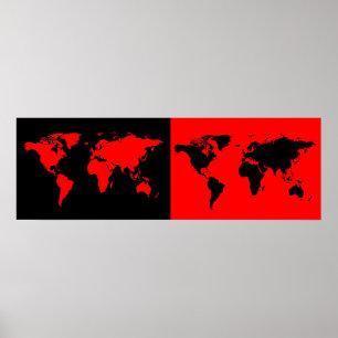 Poster carte moitié noir/moitié rouge