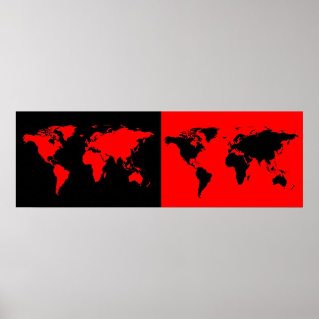 Poster carte moitié noir/moitié rouge (Devant)