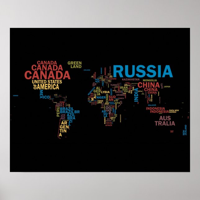 POSTER CARTE MONDIALE AVEC NOMS DE PAYS (Devant)