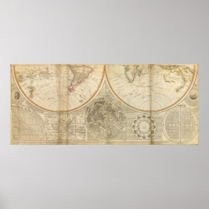 Poster Carte mondiale de l'hémisphère sud