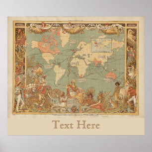 Poster Carte Mondiale L'Étendue De L'Empire Britannique 1