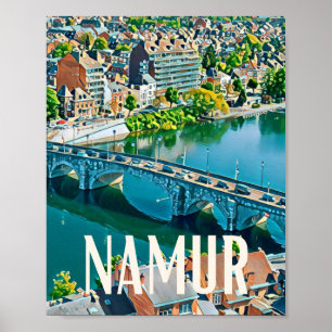 Poster Carte Namur Belgique Photo Vintage