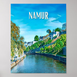 Poster Carte Namur Belgique Photo Vintage