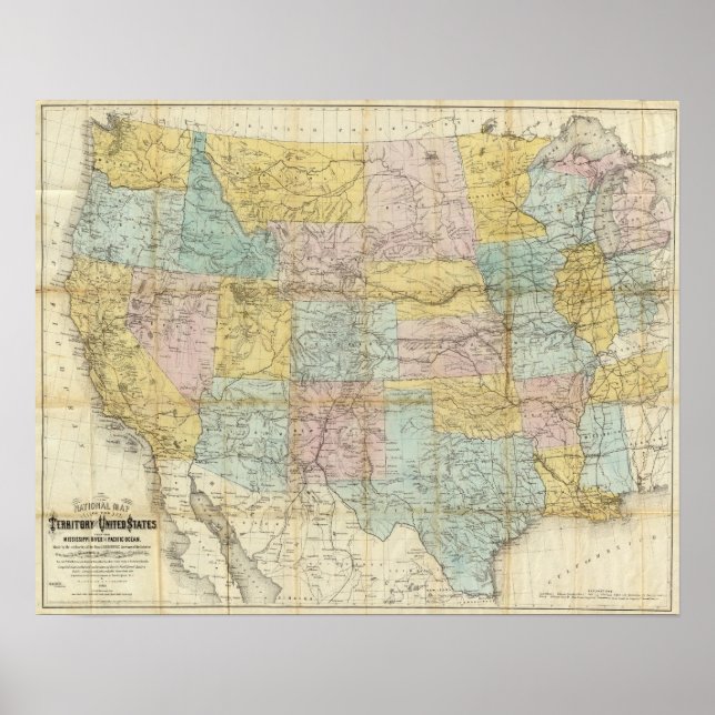 Poster Carte Nationale Du Territoire Des États-Unis (Devant)