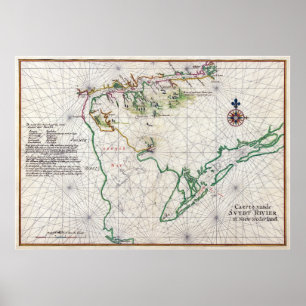 Poster Carte nautique de Zwaanendael et Delaware Bay