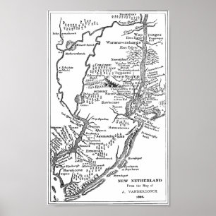 Poster Carte néerlandaise de New York dans nouveau