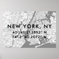 Carte New York noir blanc & gris Personnalisé