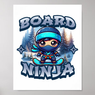 Poster Carte Ninja Snowboard Ninja Snow Rider Snowboardin