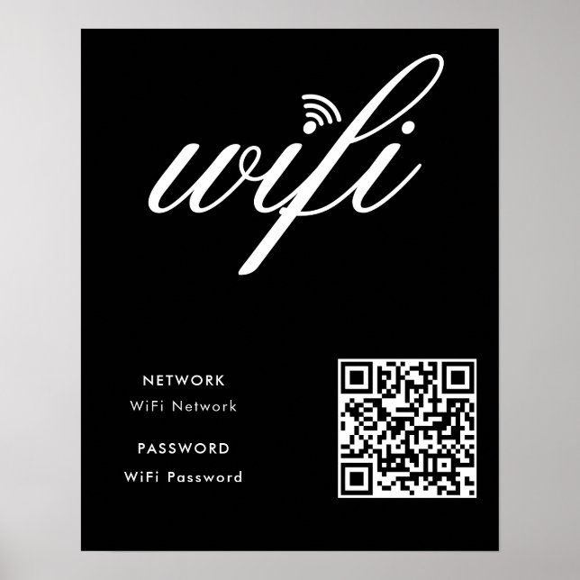 Poster Carte noire du réseau Wifi de marque personnalisée (Devant)