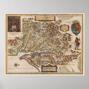 Poster Carte Nova Virginiae Tabula 1630 Henricus Hondius