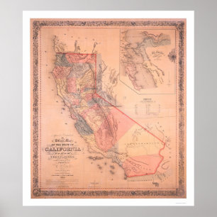 Poster Carte officielle de la Californie