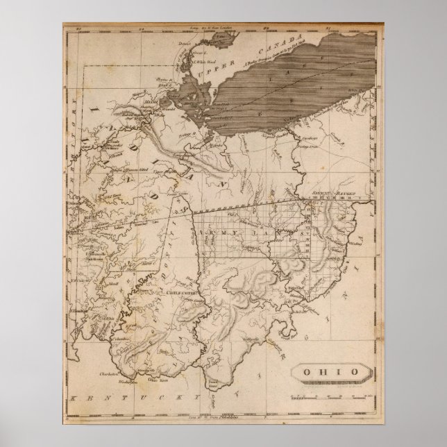 Poster Carte Ohio par Arrowsmith (Devant)