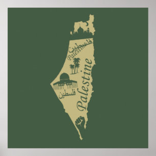 Poster carte Palestine libre illustration liberté